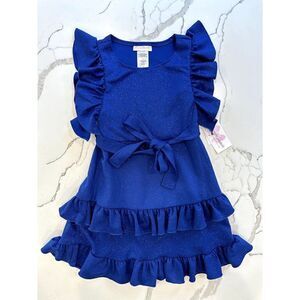 Bonnie Jean NWT Flutter Sleeve Glitter Knit Dress in Royal Blue Size 8